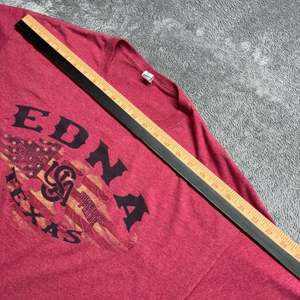 Jerzees T-Shirt Mens XL Red‎ Edna Texas American Made Graphic Tee Short Sleeve